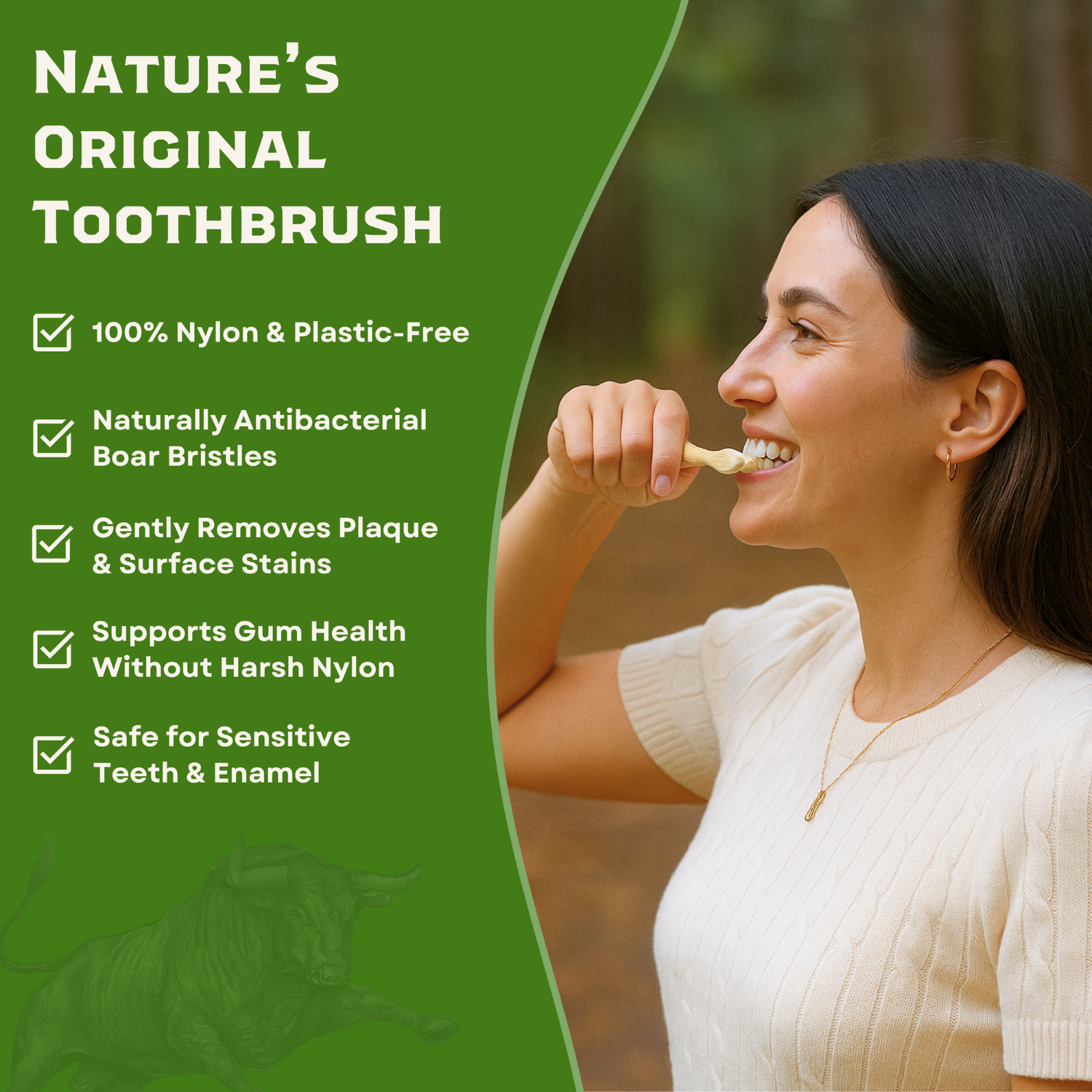 Boar Bristle & Bamboo Toothbrush