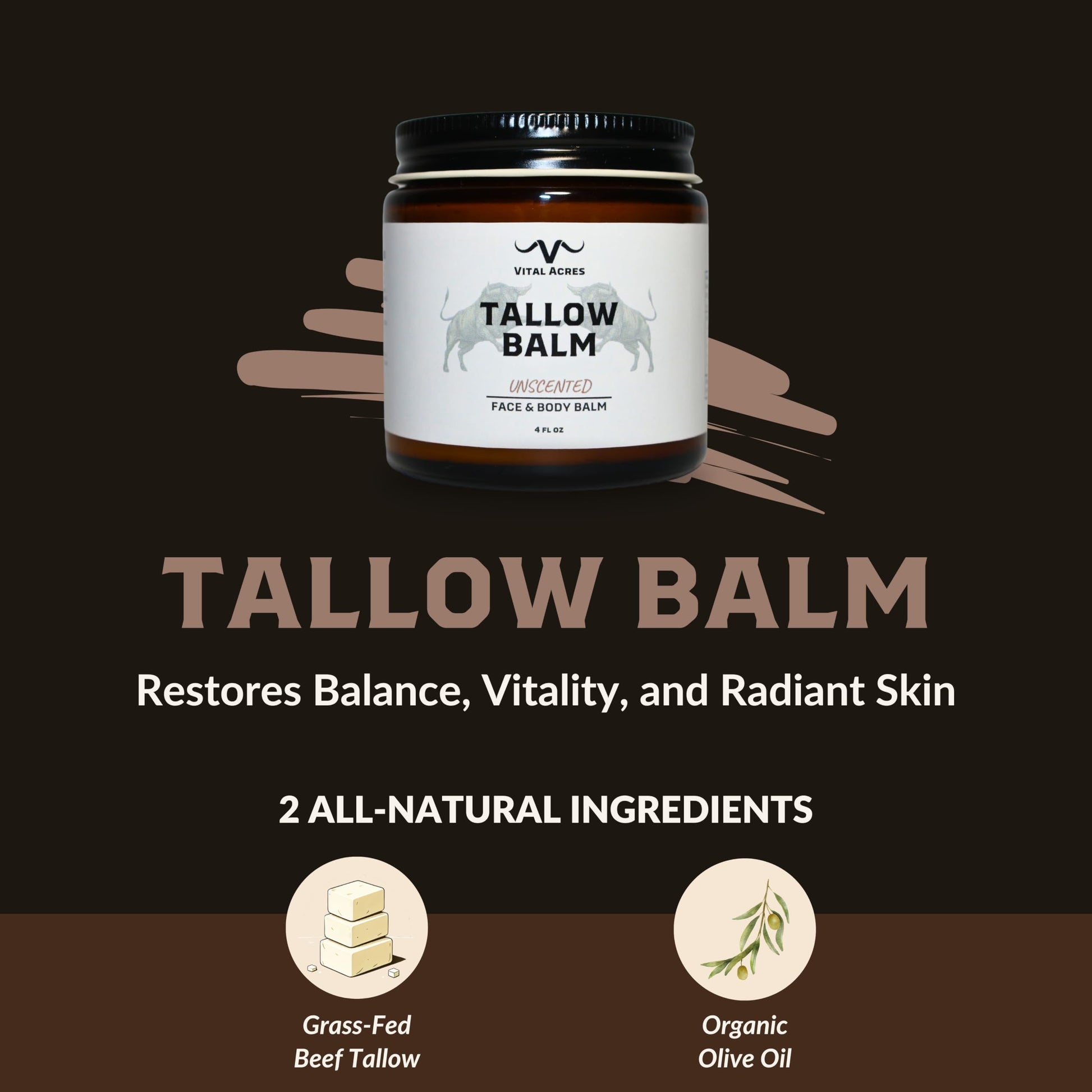 100% grass-fed beef tallow from regenerative farms in Ontario – clean skincare ingredient free from preservatives, parabens, and chemicals